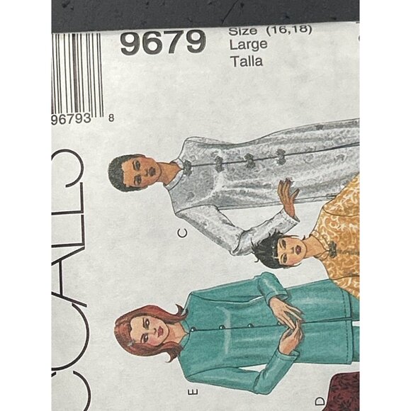 McCalls 9679 Sewing Pattern Womens Neru Colar Tunic Top Pants Robe Large Easy - Picture 3 of 4